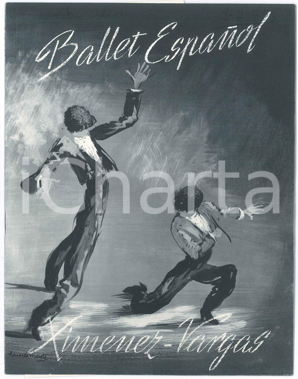 Materiale pubblicitario d’epoca 1957 DANZA Ballet EspaÃ±ol  Roberto XIMENEZManolo VARGAS Pieghevole ILLUSTRATO 1