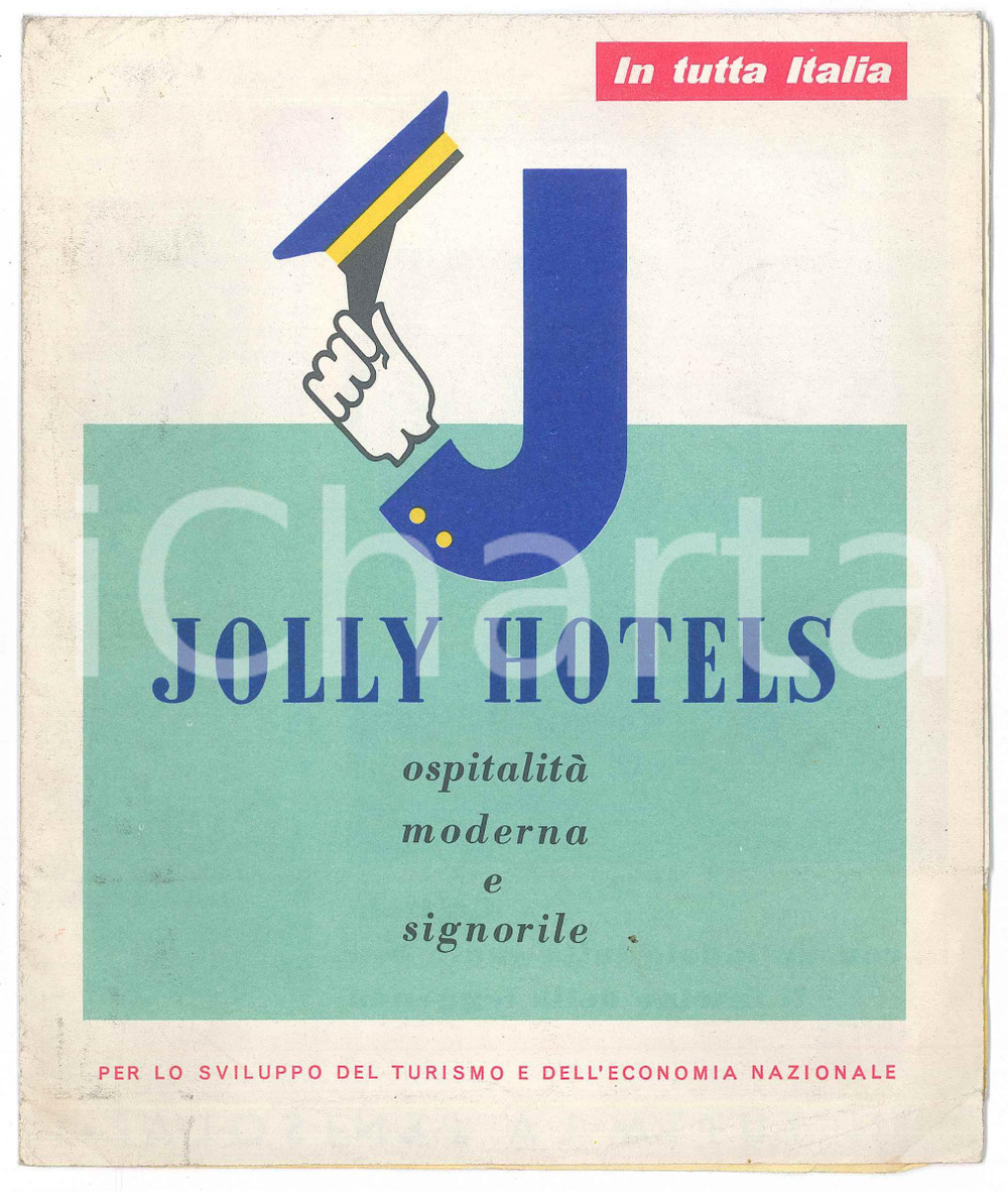 1954 TURISMO - JOLLY HOTELS - Pieghevole vintage ILLUSTRATO
