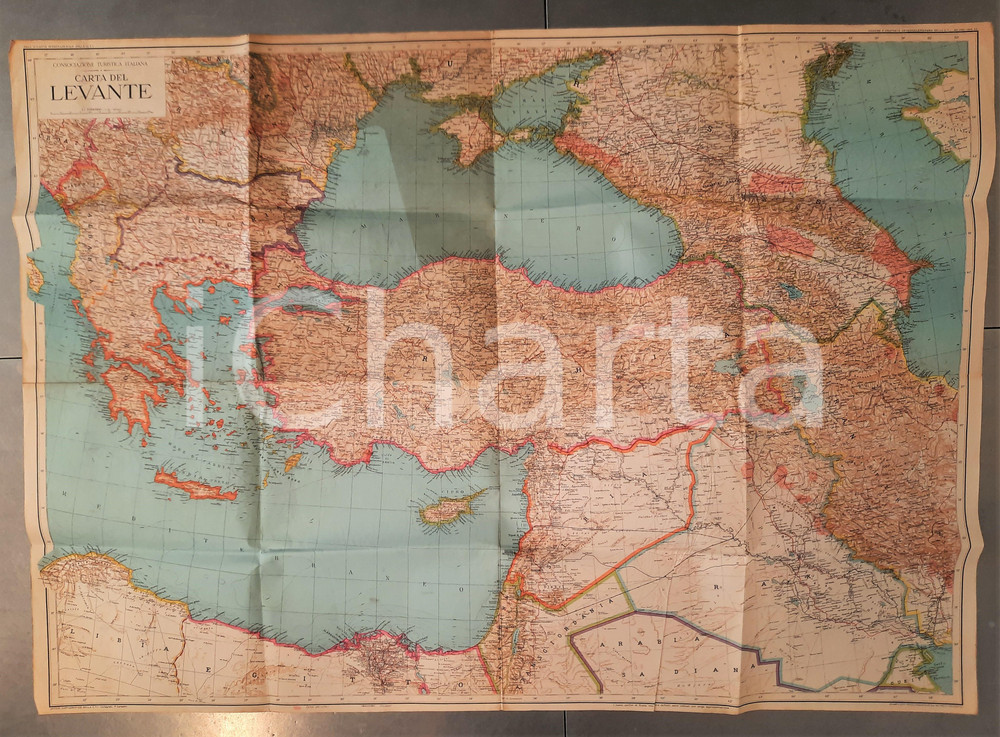 Mappa, planimetria storica 1942  C.T.I.  CARTA DEL LEVANTE  Carta politica 96x68 cm 1