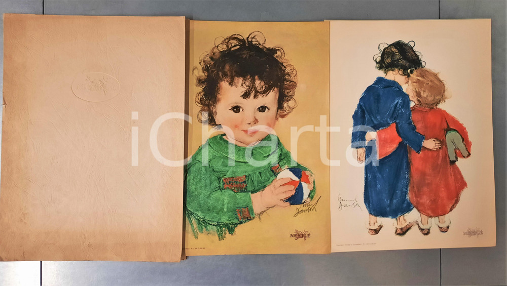 Materiale pubblicitario d’epoca 1950 ca NESTLÃ‰ Cartella pubblicitaria   6 illustrazioni Marcel DANSON 1