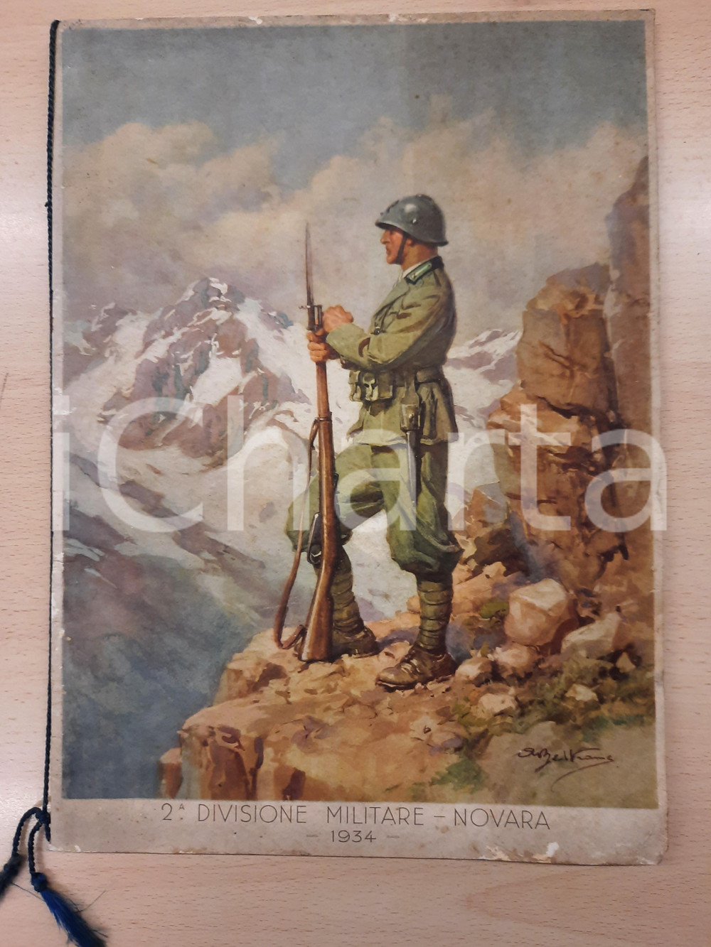 Oggetto da collezione cartaceo 1934 NOVARA 2 Divisione Militare  Pubblicazione ill. BELTRAME con calendario 1