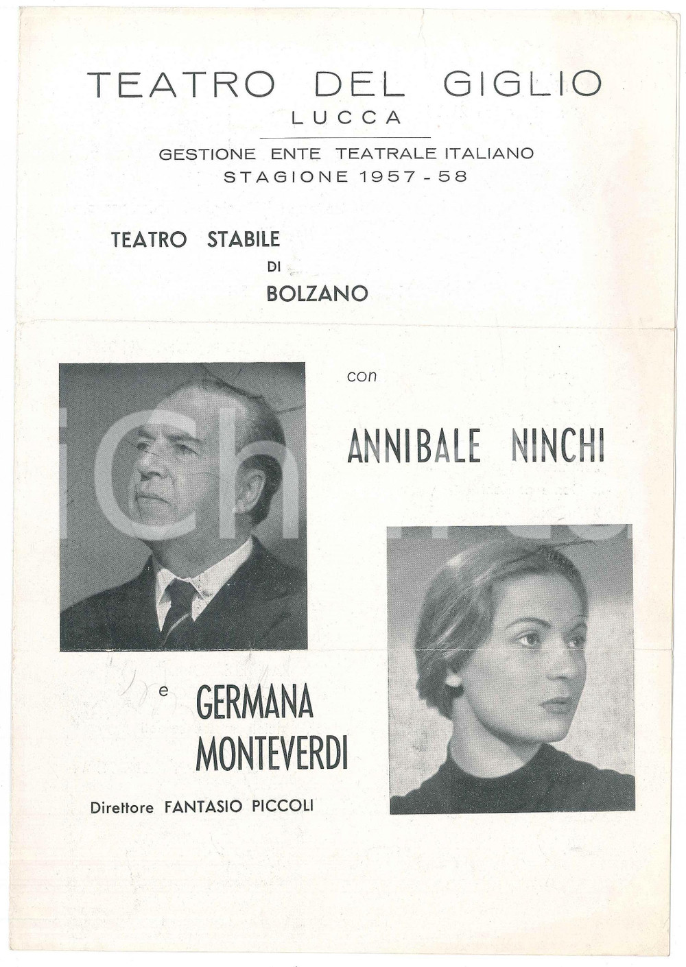 Materiale pubblicitario d’epoca 1957 LUCCA Teatro del Giglio  Re Lear A. NINCHI G. MONTEVERDI  Programma 1