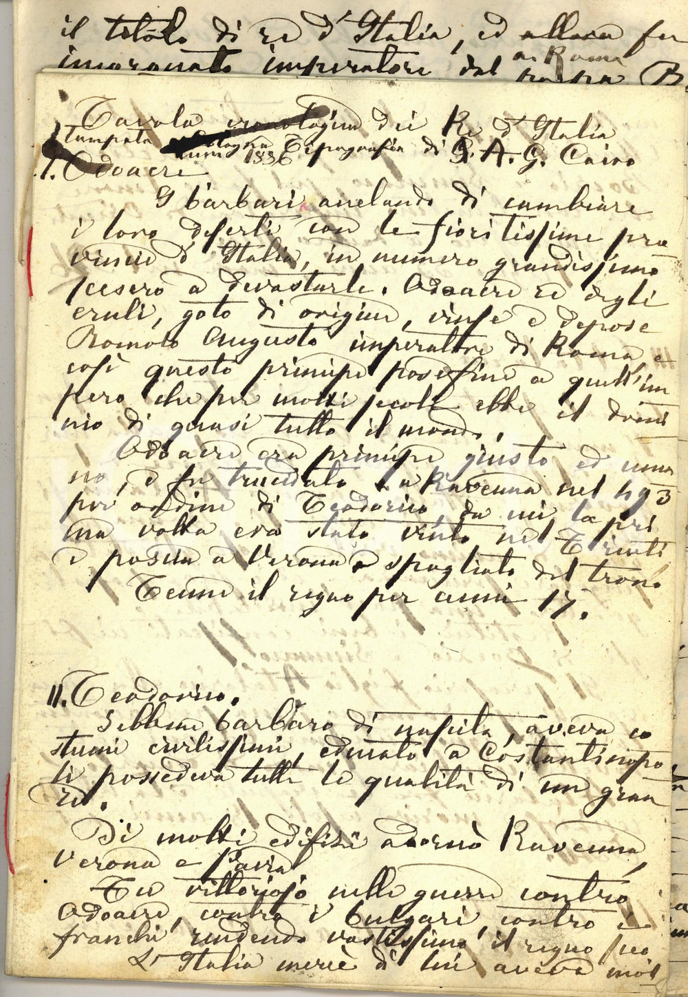 Manoscritto, lettera originale 1886 Cronologia dei Re d Italia  Manoscritto dall opera dell ed. CAIRO 60 pp. 1