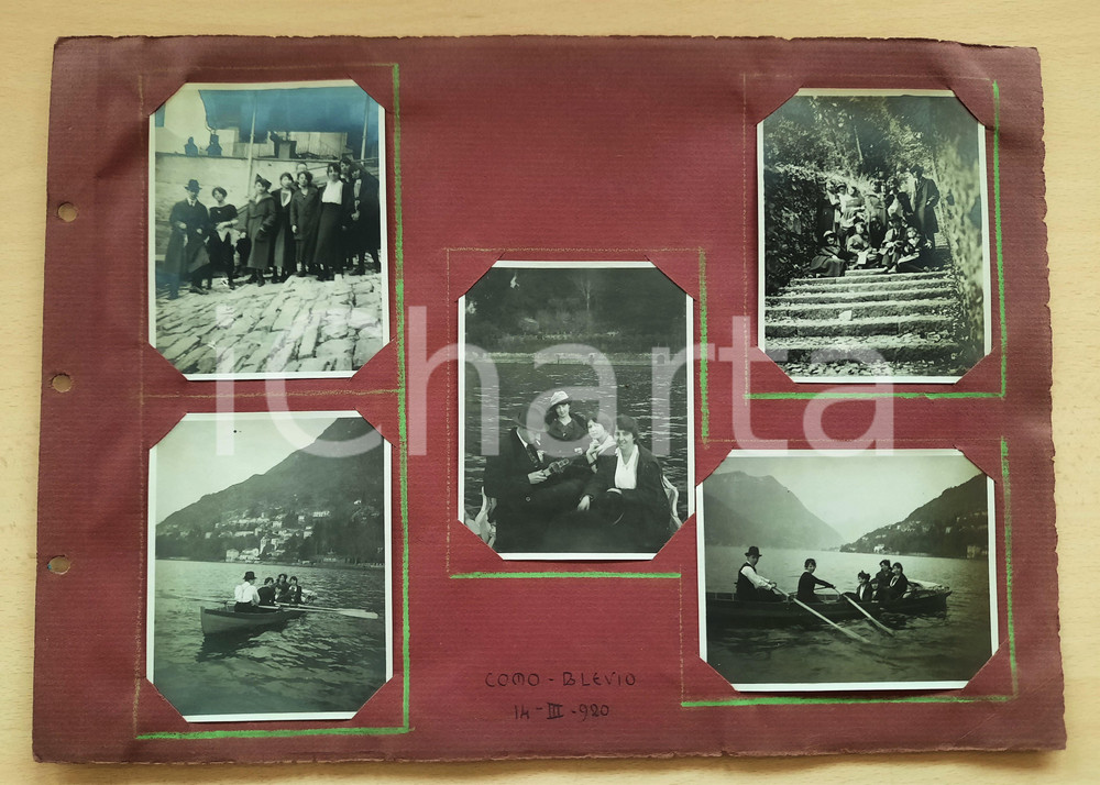 Fotografia d epoca originale 1920 BLEVIO  Lago di COMO  Gruppo di escursionisti in gita 5 foto 1