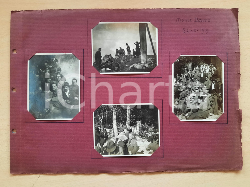 1919 Monte BARRO (LC) Gruppo di escursionisti in vetta *4 foto