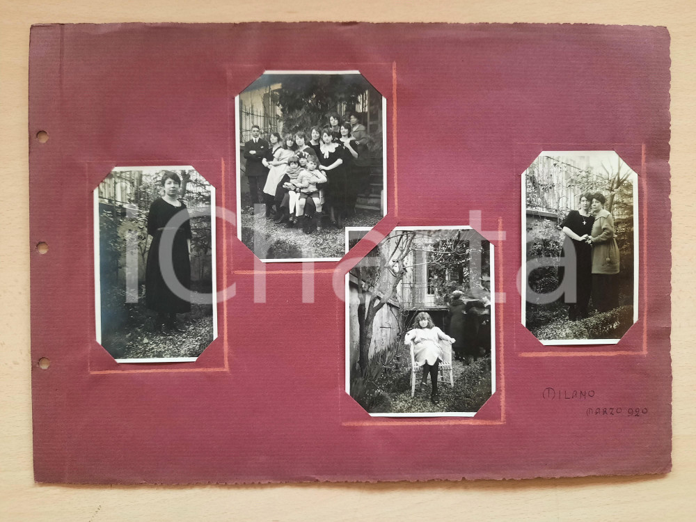 Fotografia d epoca originale 1920 MILANO Ritratto di famiglia nel giardino di una villetta 4 foto 1
