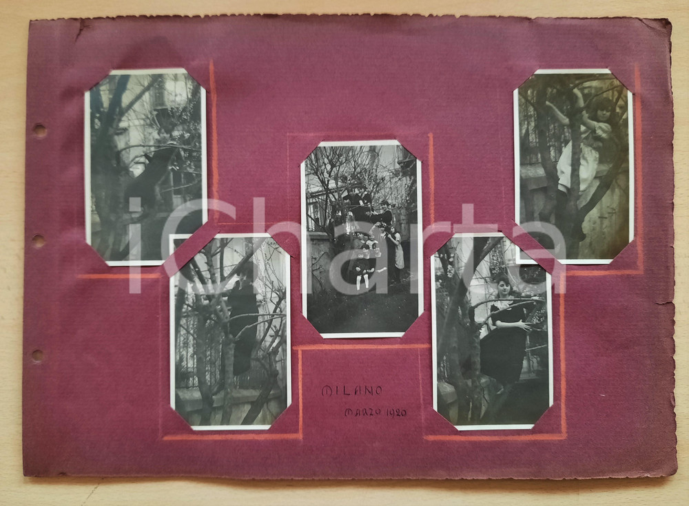 Fotografia d epoca originale 1920 MILANO Ritratti di famiglia nel giardino di una villetta  4 foto 1