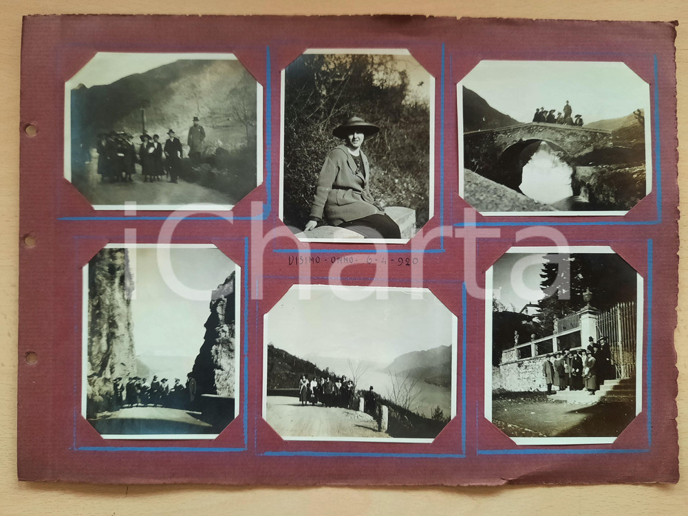 Fotografia d epoca originale 1920 VISINO / ONNO Escursionisti in gita al Lago di Como  6 fotografie 1