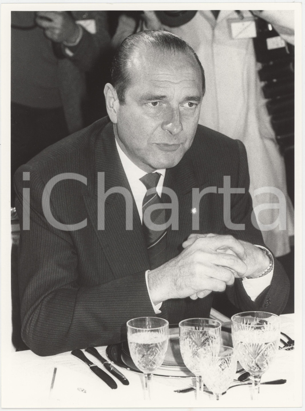 Fotografia d epoca originale 1986 MILANO Jacques CHIRAC in visita  Pranzo Foto 18x24 cm 3 1