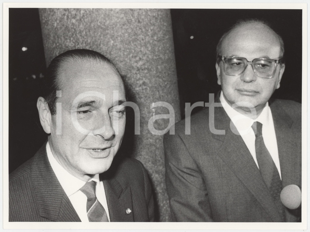 Fotografia d epoca originale 1986 MILANO Incontro Bettino CRAXI  Jacques CHIRAC Foto 24x18 cm 4 1