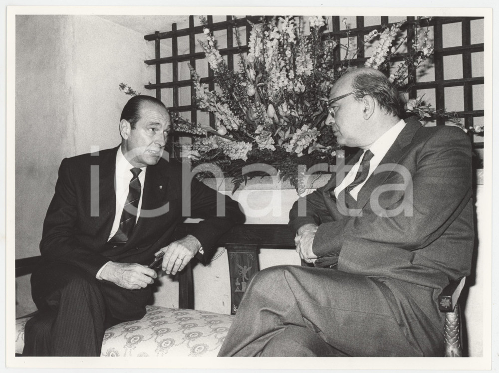 Fotografia d epoca originale 1986 MILANO Incontro Bettino CRAXI  Jacques CHIRAC Foto 24x18 cm 7 1