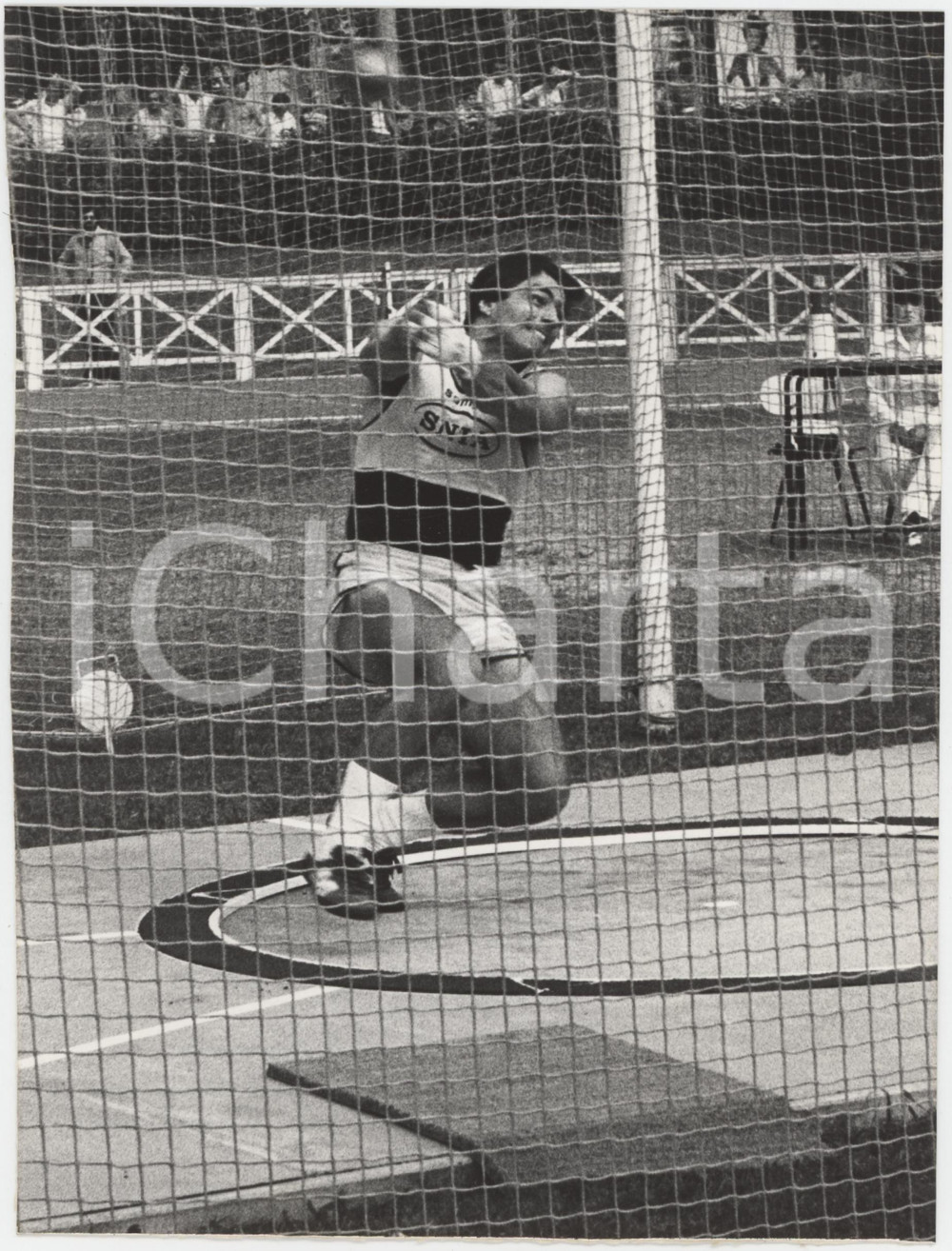 Fotografia d epoca originale 1980 ca ATLETICA Giampaolo URLANDO  Lancio del martello Foto 15x20 cm 1