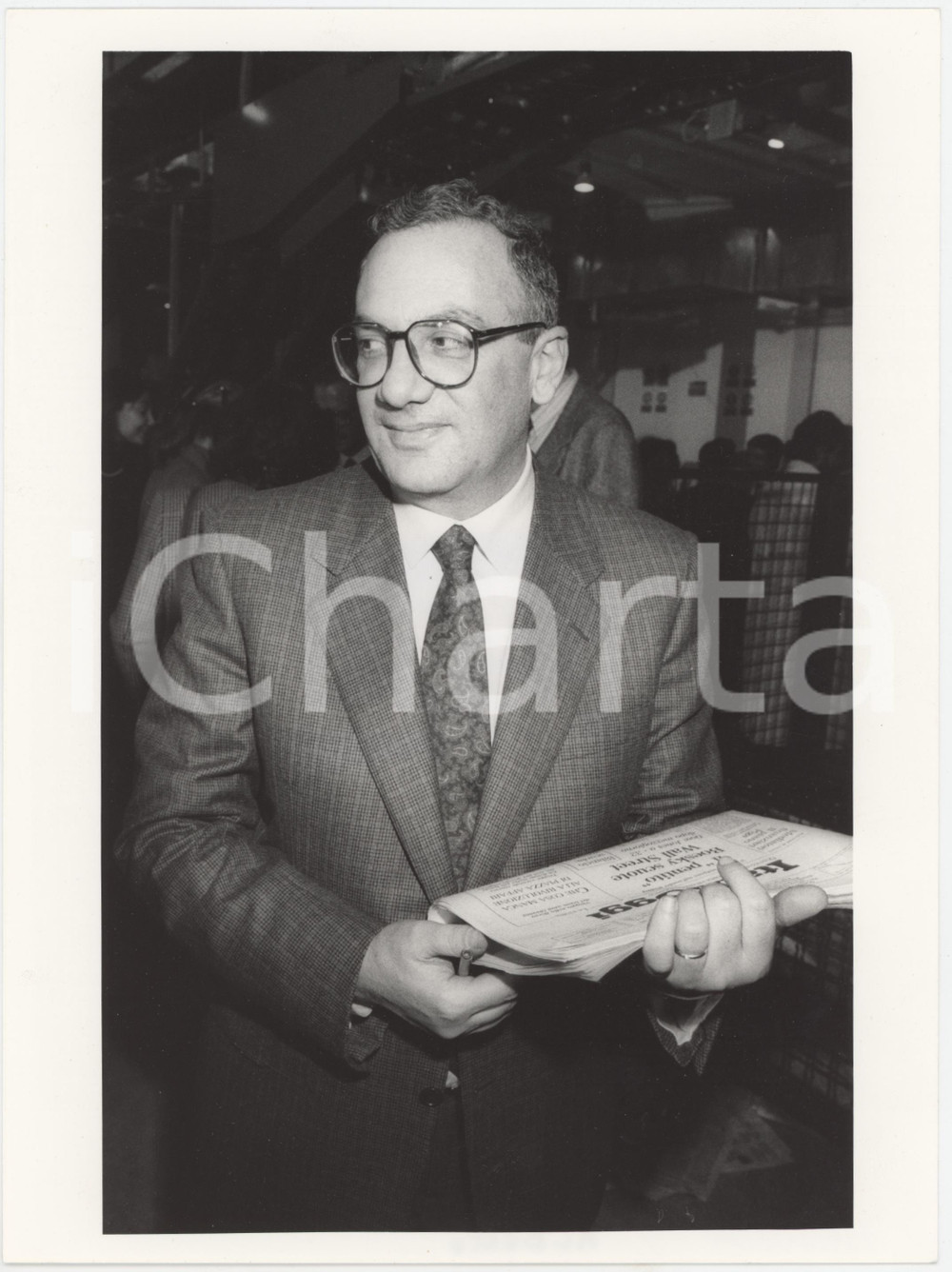 Fotografia d epoca originale 1985 ca COSTUME ITALIA  Giornalista Alberto MAZZUCA  Ritratto Foto 1