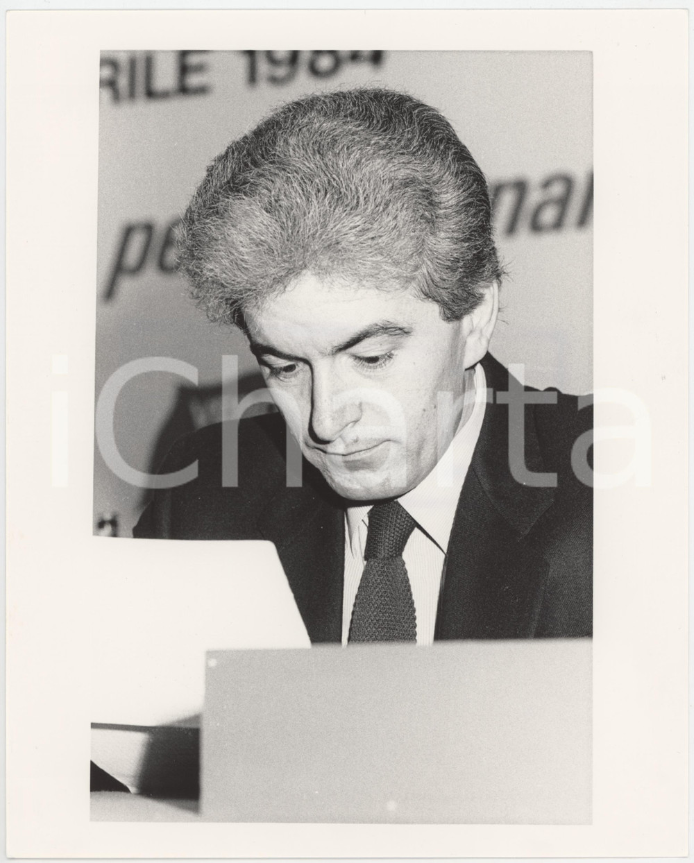 Fotografia d epoca originale 1984 MILANO  PSI  Gian Stefano MILANI a un congresso  Ritratto Foto 3 1
