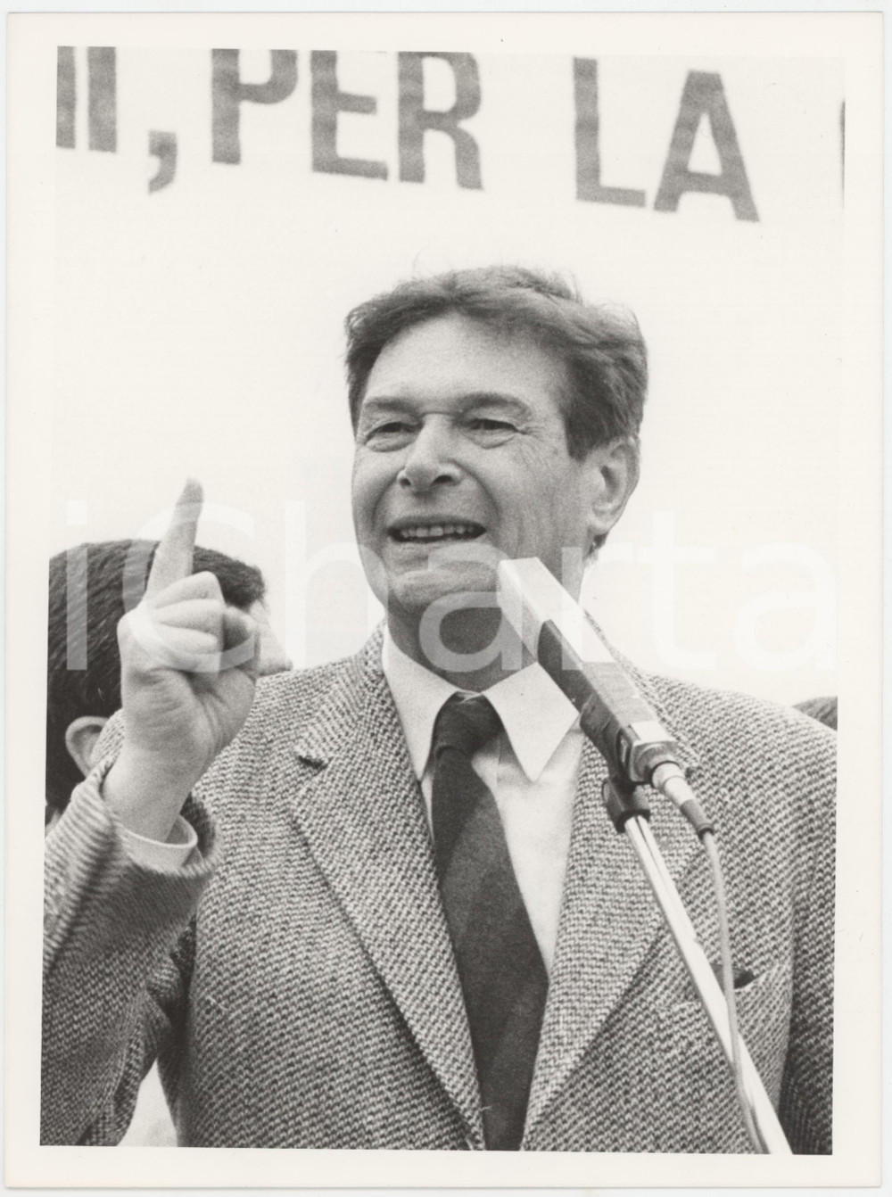 Fotografia d epoca originale 1985 MILANO  PSI Luciano LAMA durante comizio  Foto 17x24 cm 8 1