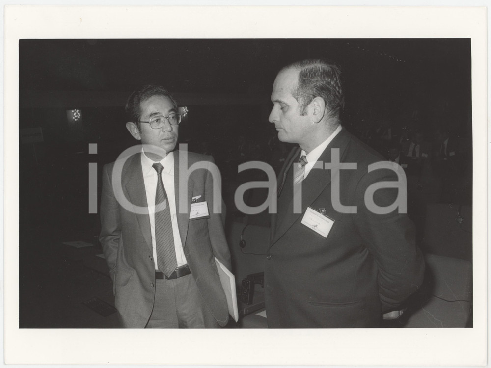 Fotografia d epoca originale 1986 MILANO  BREDA Valota e Moritani al convegno Uomini e tecnologie  Foto 1
