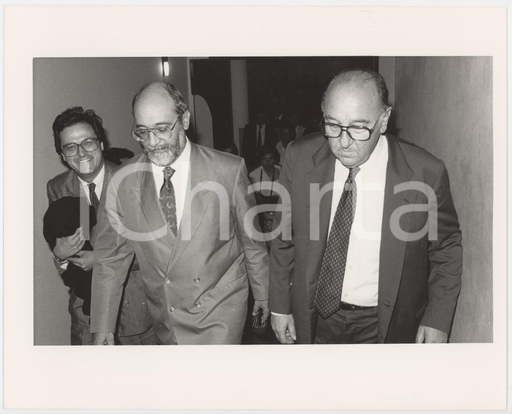 Fotografia d epoca originale 1985 ca RAI Giuseppe ROSSINI Gigi MARZULLO Foto 25x20 cm 1 1