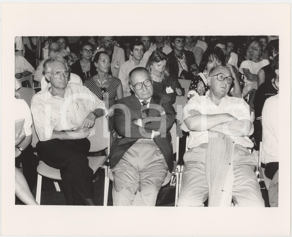 Fotografia d epoca originale 1985 ca RAI Gian Paolo CRESCI Carlo FUSCAGNI Giuseppe ROSSINI Foto 25x20 cm 1