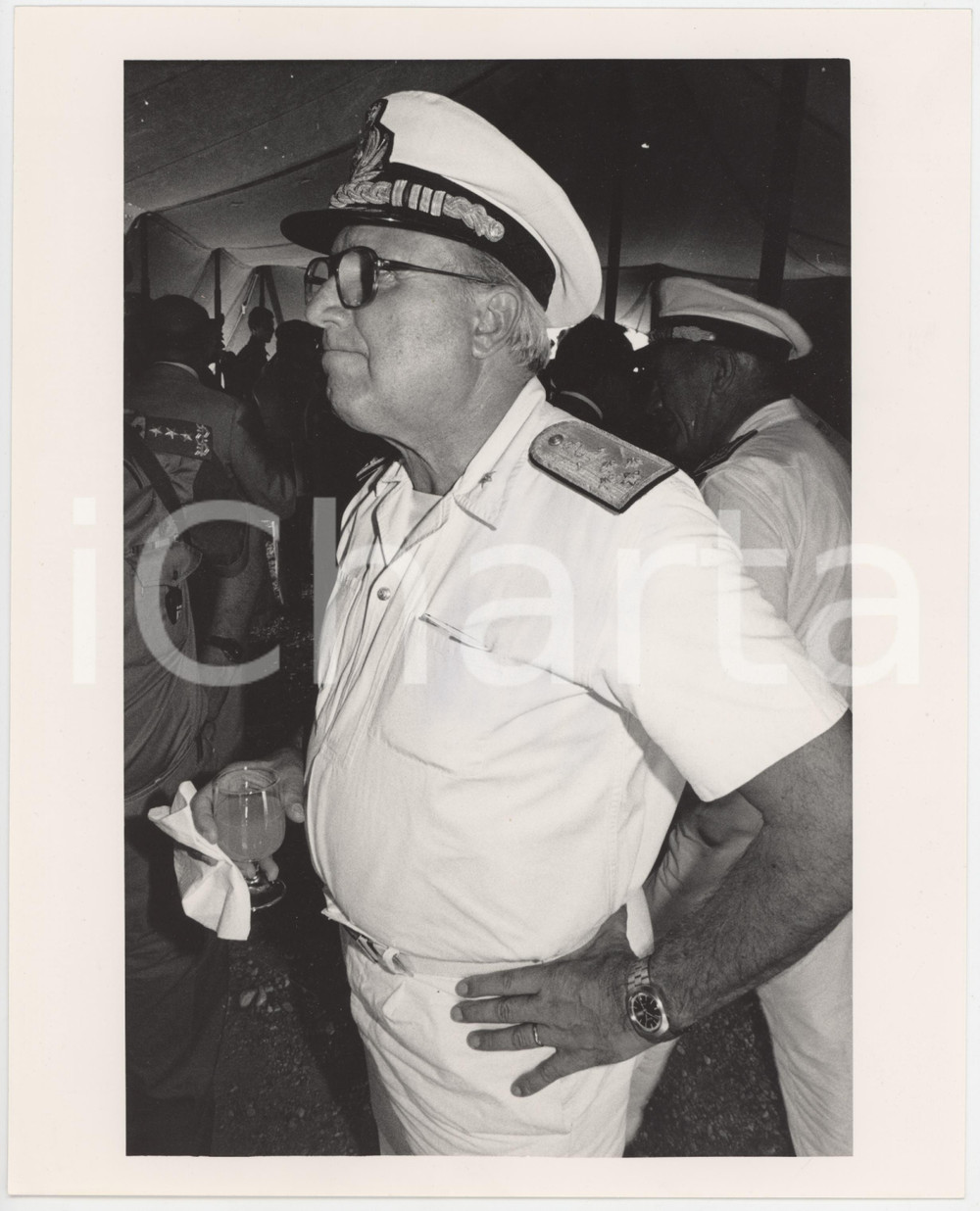 Fotografia d epoca originale 1985 ca MARINA MILITARE Ammiraglio Mario PORTA Foto 20x25 cm 1