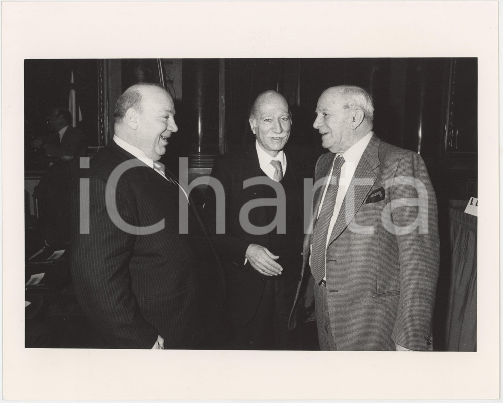 Fotografia d epoca originale 1990 ca MILANO Tom PONZI e Giorgio ALMIRANTE Foto 25x20 cm 2 1