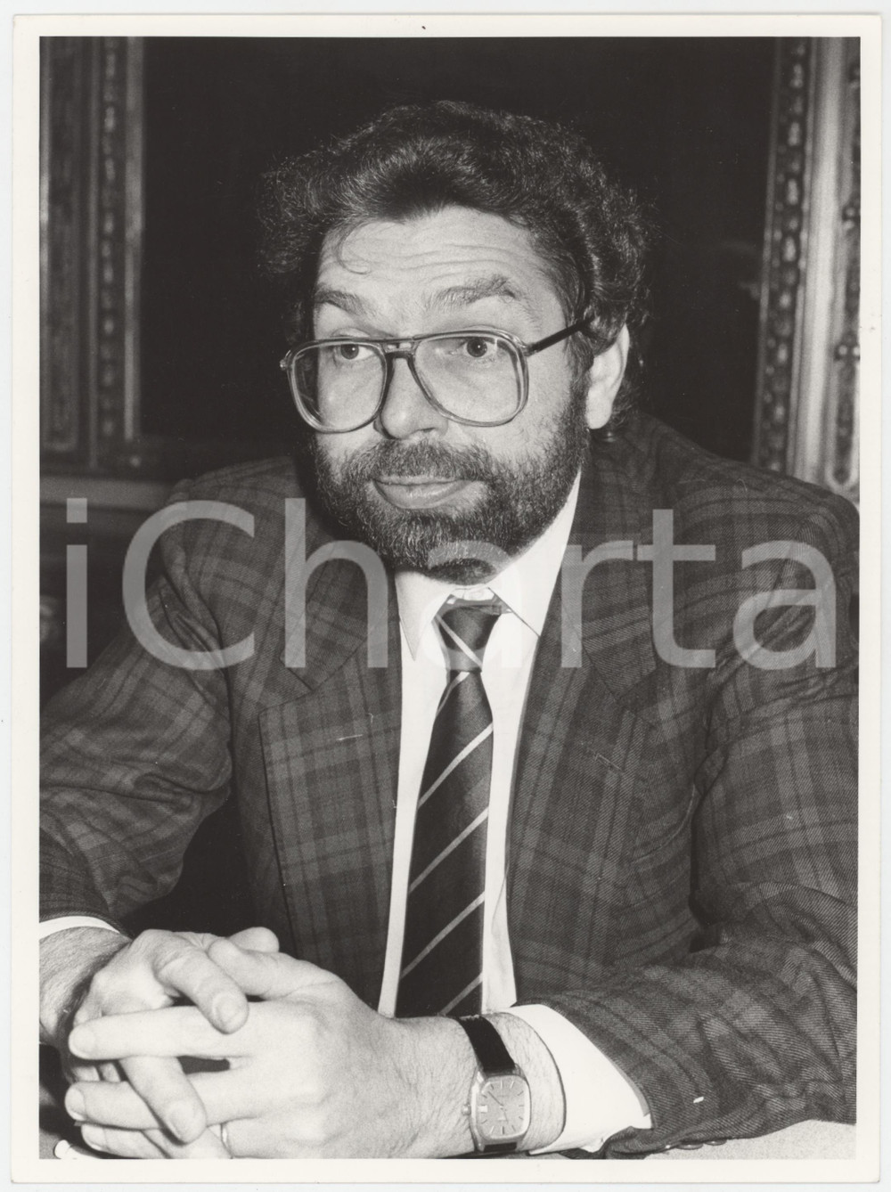 Fotografia d epoca originale 1985 ca REGIONE LOMBARDIA Ettore ISACCHINI Assessore alla sanitÃ   Foto 18x24 cm 1
