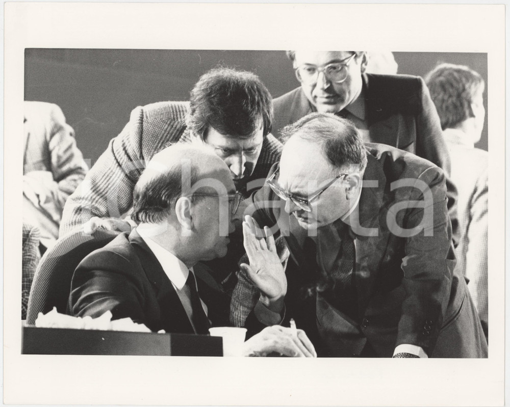 Fotografia d epoca originale 1987 RIMINI 44° Congresso PSI Bettino CRAXI Claudio SIGNORILE Rino FORMICA Foto 1