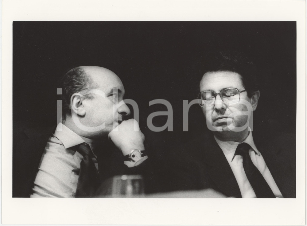 Fotografia d epoca originale 1985 ca DEMOCRAZIA CRISTIANA Roberto MAZZOTTA Ciriaco DE MITA Foto 24x18 cm 1