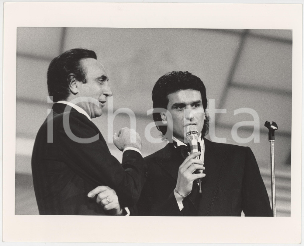 Fotografia d epoca originale 1985 ca FESTIVAL DI SANREMO Pippo BAUDO Toto CUTUGNO Foto 25x20 cm 1