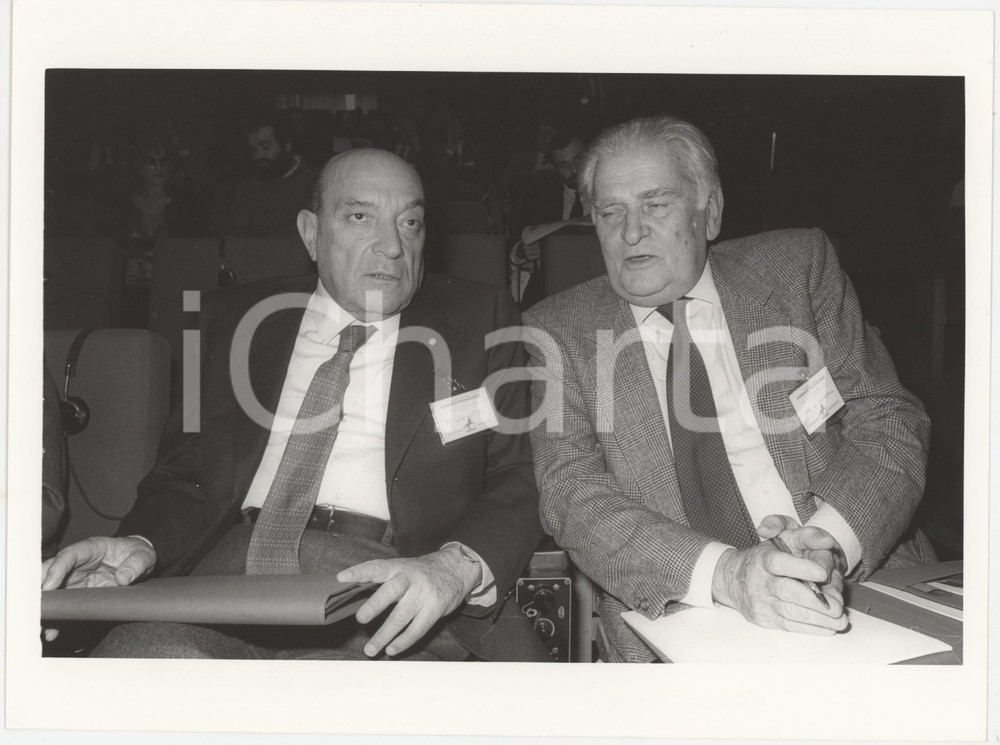 Fotografia d epoca originale 1985 ca CONFINDUSTRIA Napoleone COLAJANNI F. LARATTA Foto 24x18 cm 1
