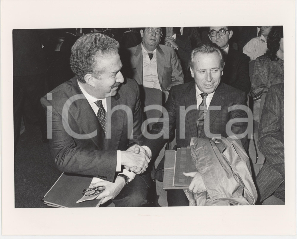 Fotografia d epoca originale 1985 ca DEMOCRAZIA CRISTIANA Luigi GRANELLI Giorgio PORTA Foto 25x20 cm 1