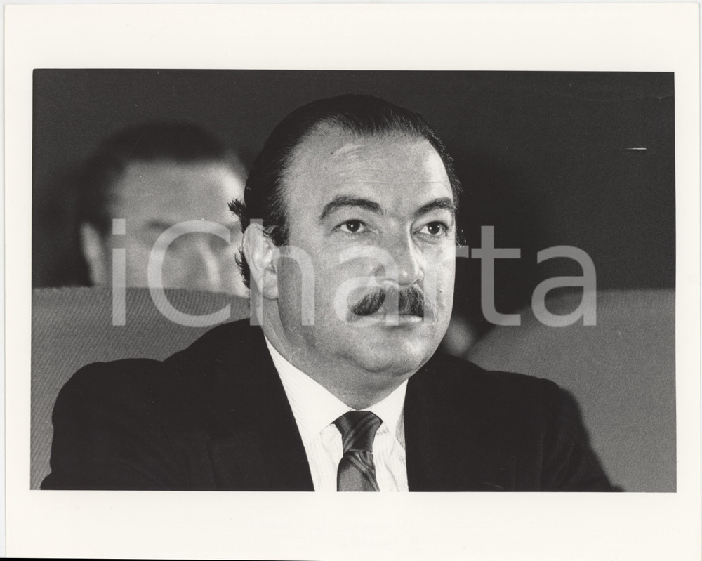 Fotografia d epoca originale 1985 ca NAPOLI Carlo D AMATO Ritratto del Sindaco  Foto 25x20 cm 1