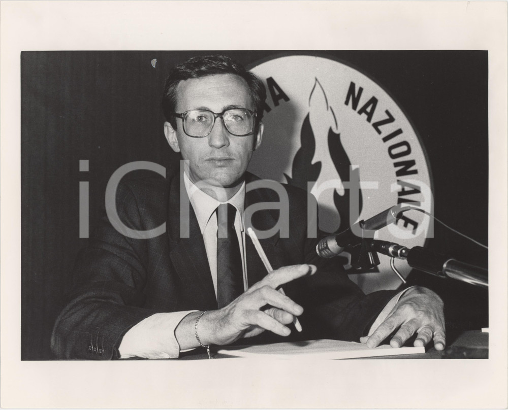Fotografia d epoca originale 1993 MSI  ALLEANZA NAZIONALE Gianfranco FINI Ritratto  Foto 25x20 cm 5 1