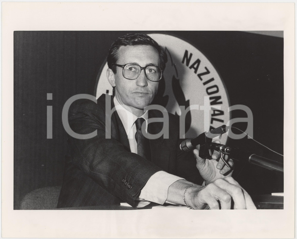 Fotografia d epoca originale 1993 MSI  ALLEANZA NAZIONALE Gianfranco FINI Ritratto  Foto 25x20 cm 2 1