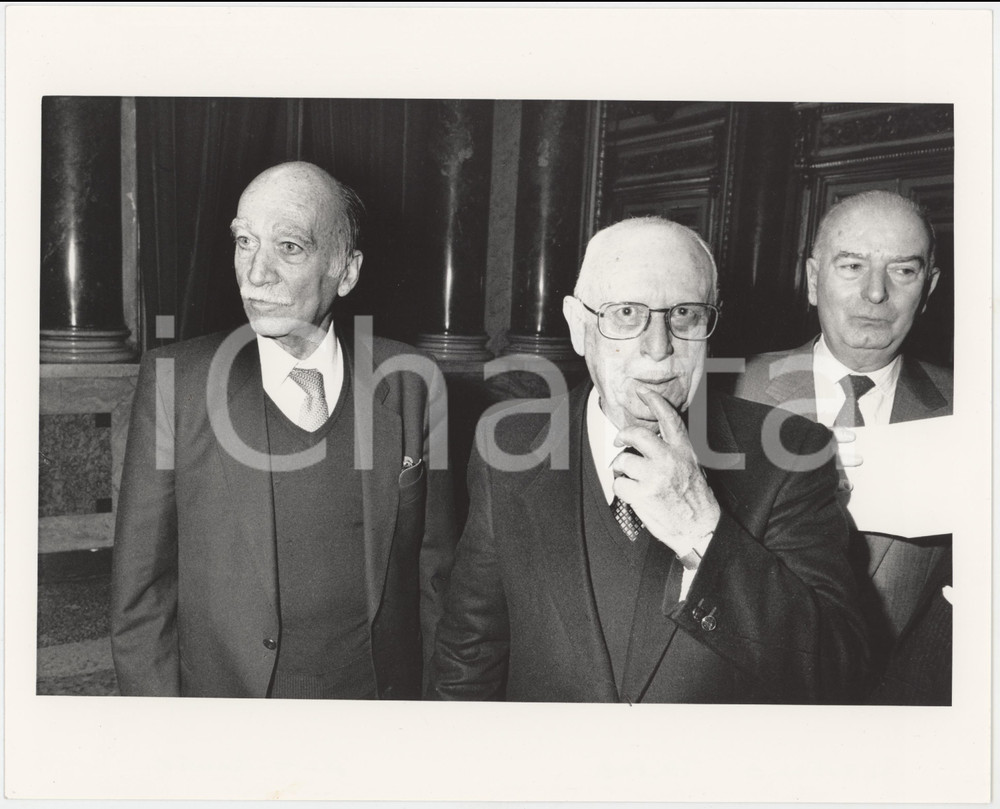 1985 ca MSI Giorgio ALMIRANTE Franco SERVELLO Nino TRIPODI Foto 25x20 cm