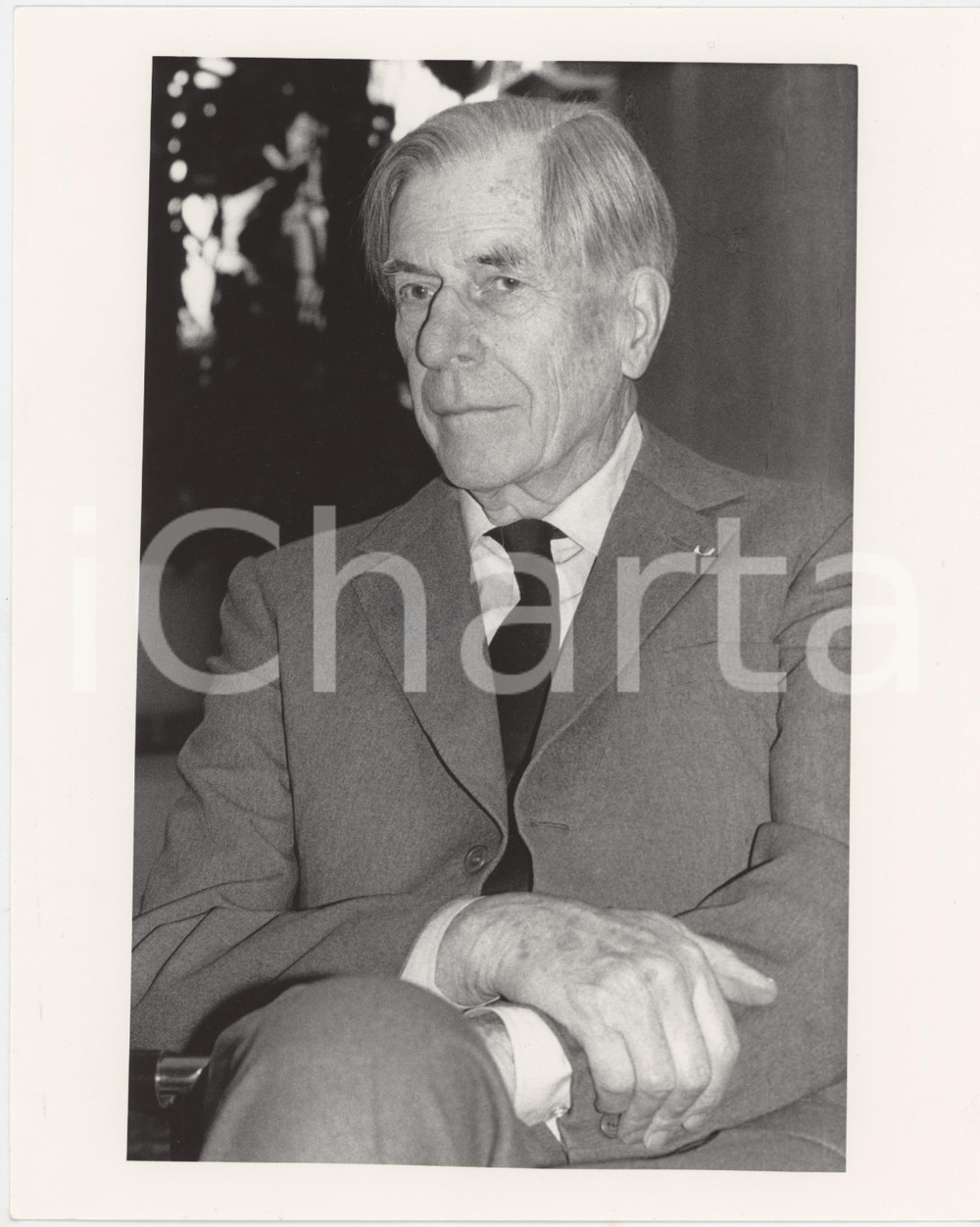 Fotografia d epoca originale 1990 ca COSTUME John Kenneth GALBRAITH Ritratto economista  Foto 20x25 cm 1