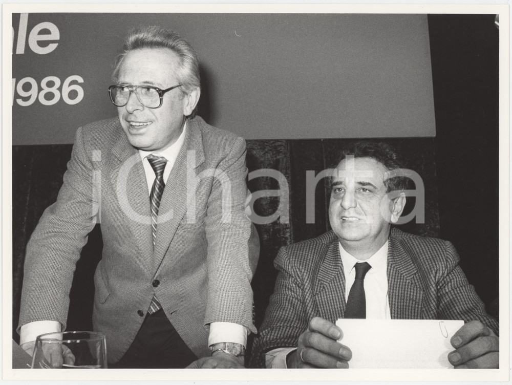 Fotografia d epoca originale 1986 DEMOCRAZIA CRISTIANA Luigi GRANELLI Alberto CAROCCHIO Foto 24x18 cm 1