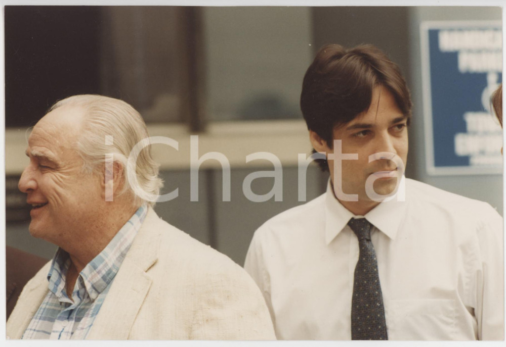 Fotografia d epoca originale 1990 LOS ANGELES COUNTY JAIL Marlon BRANDO with son Christian  Foto 15x10 cm 1