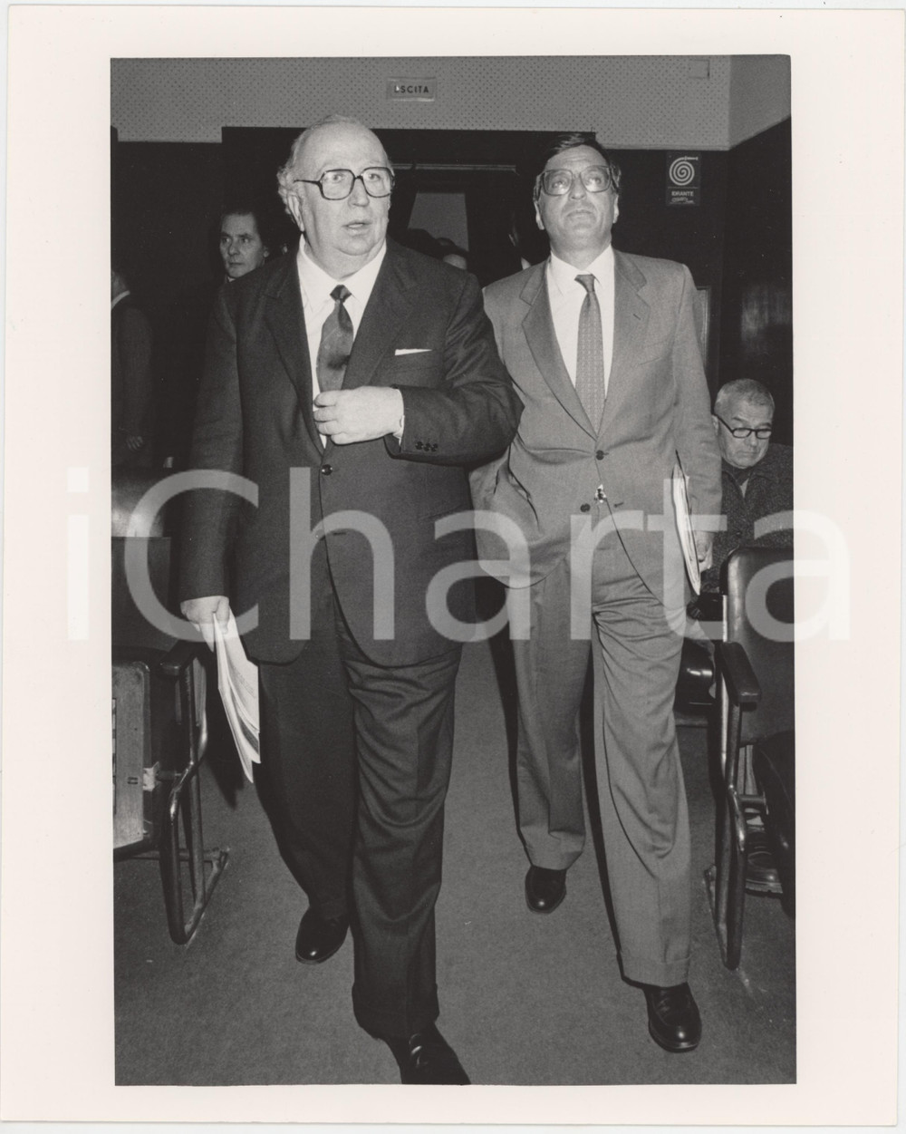 Fotografia d epoca originale 1985 ca PARTITO REPUBBLICANO Giorgio LA MALFA Giovanni SPADOLINI Foto 20x25 5 1