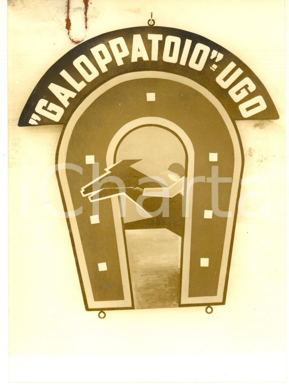 Fotografia d epoca originale 1966 PESARO Monte Arduino  Insegna GALOPPATOIO UGO  Foto 13x18 cm 1