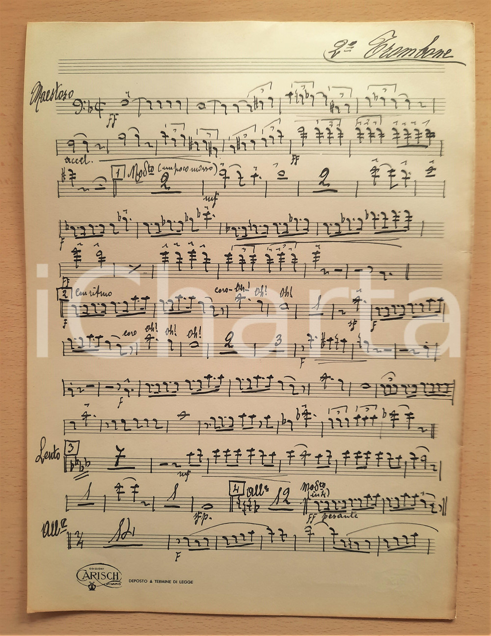 Oggetto da collezione cartaceo 1930 ca Mario MARIOTTI Selezione di successi  Spartito 2Â° trombone AUTOGRAFO 1