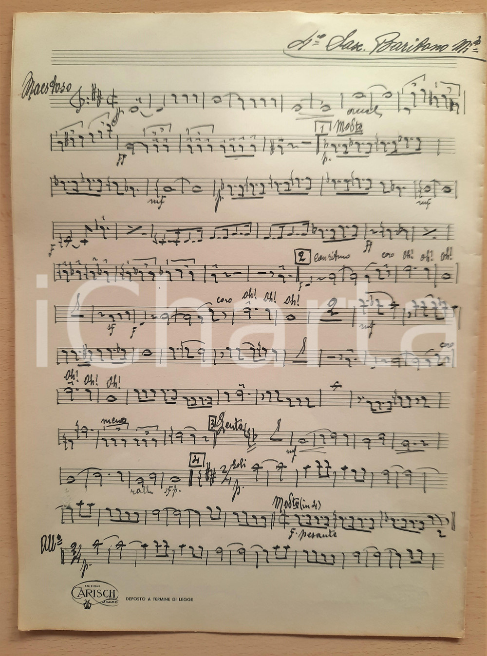 1930 ca Mario MARIOTTI Selezione di successi *Spartito 4° sax baritono AUTOGRAFO