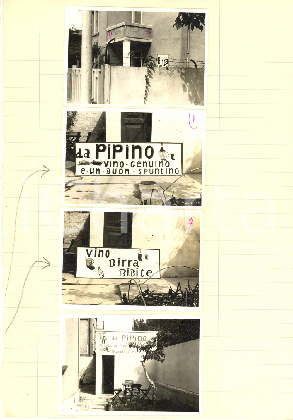 Stampa, bozzetto originale 1960 ca PESARO Viale Gorizia 48  Bozzetto insegne DA PIPINO 4 foto 1