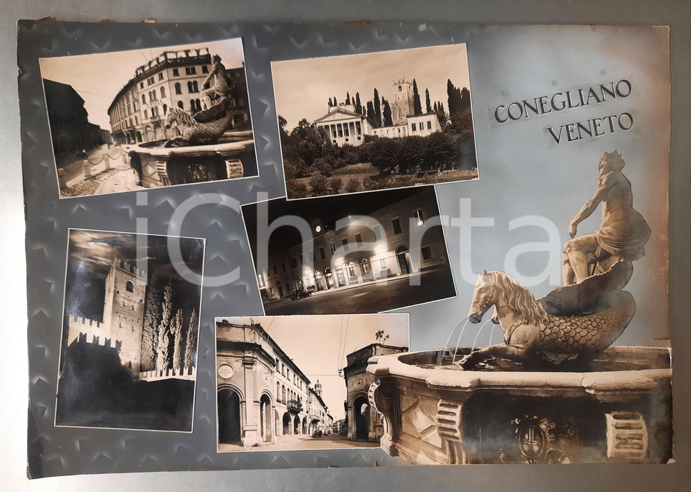 Stampa, bozzetto originale 1960 ca CONEGLIANO VENETO Vedutine  Castello  Bozzetto cartolina 49x34 cm 1
