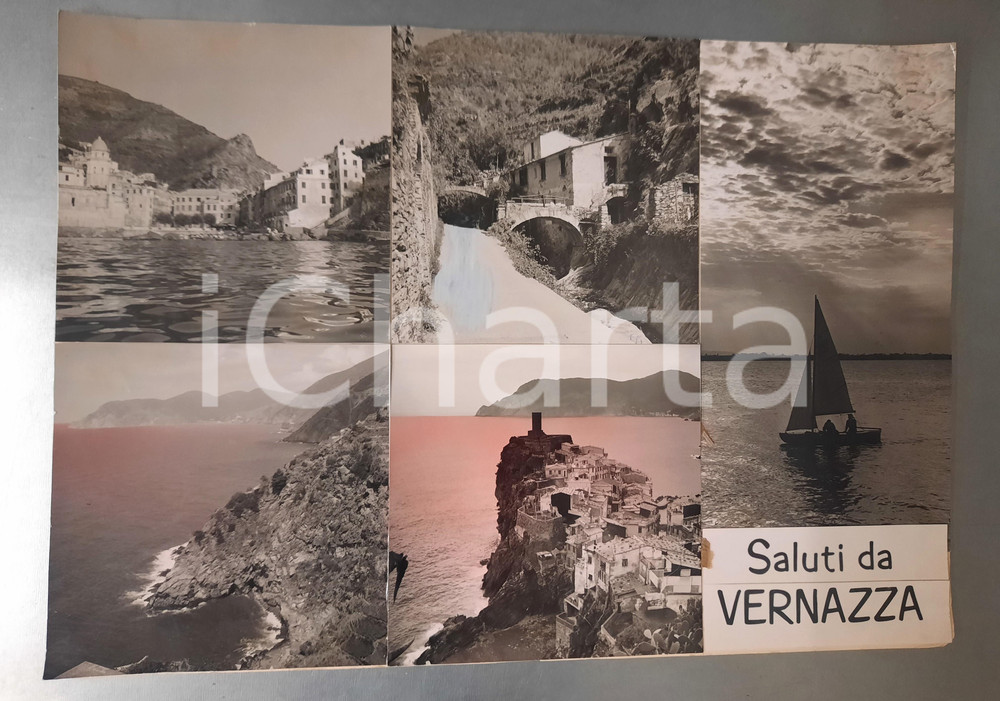 1960 ca VERNAZZA - CINQUE TERRE -  Vedutine - Bozzetto cartolina 42x30 cm