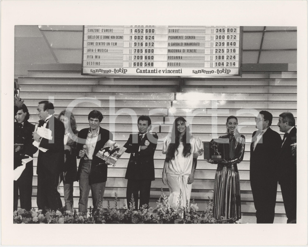 Fotografia d epoca originale 1987 FESTIVAL DI SANREMO Al BANO Romina POWER Gianni MORANDI Toto CUTUGNO Foto 1