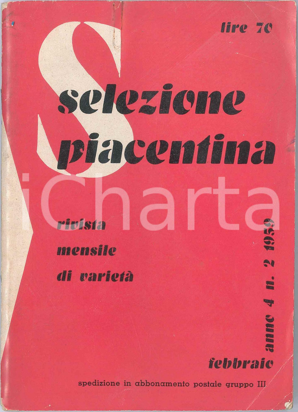 Giornale, rivista storica 1959 SELEZIONE PIACENTINA  Tenore Gianni Poggi  Rivista anno 4 nÂ° 2 1