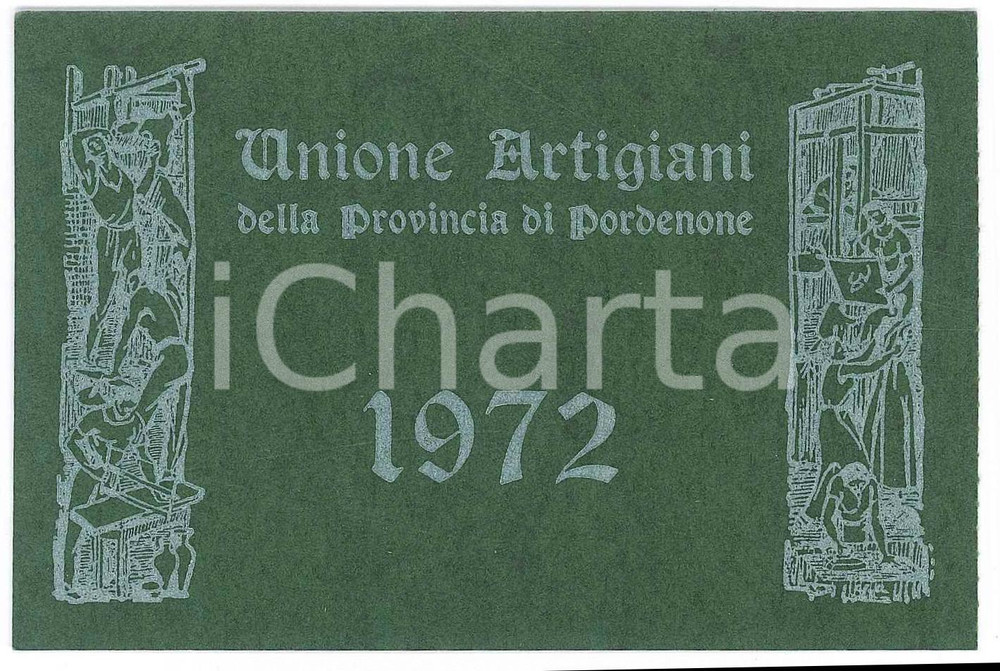 Oggetto da collezione cartaceo 1972 PROVINCIA DI PORDENONE Unione artigiani  Tessera 11x7 cm 1