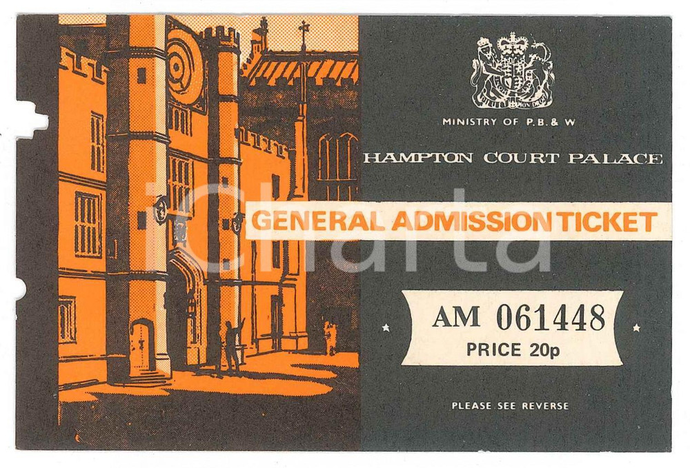 1960 ca RICHMOND UPON THAMES Hampton Court Palace - General admission ticket