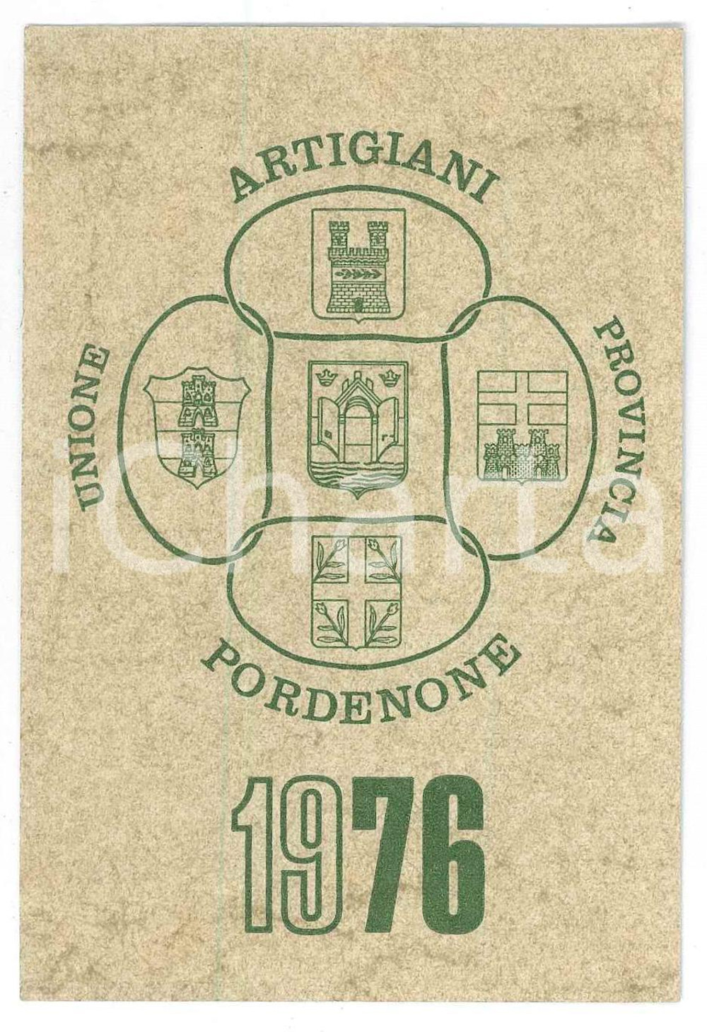 Oggetto da collezione cartaceo 1976 PORDENONE Unione artigiani della provincia  Tessera 7x11 cm 1