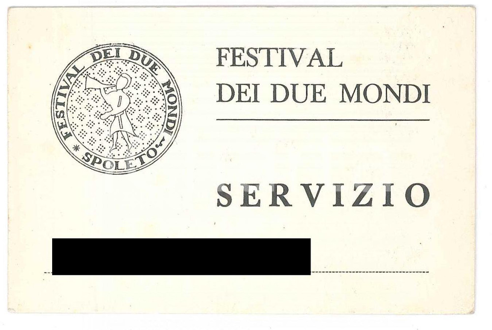 Oggetto da collezione cartaceo 1970 ca SPOLETO Festival dei due mondi  Tessera servizio 11x7 cm 1